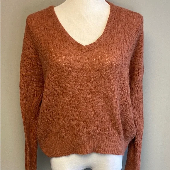 Madewell Brown V-Neck Sweater Cozy Knit - Picture 4 of 6